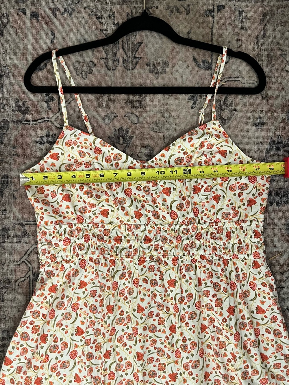 Old Navy Cream Midi Sundress with Red Floral Print Spaghetti Strap size Large - Picture 8 of 9